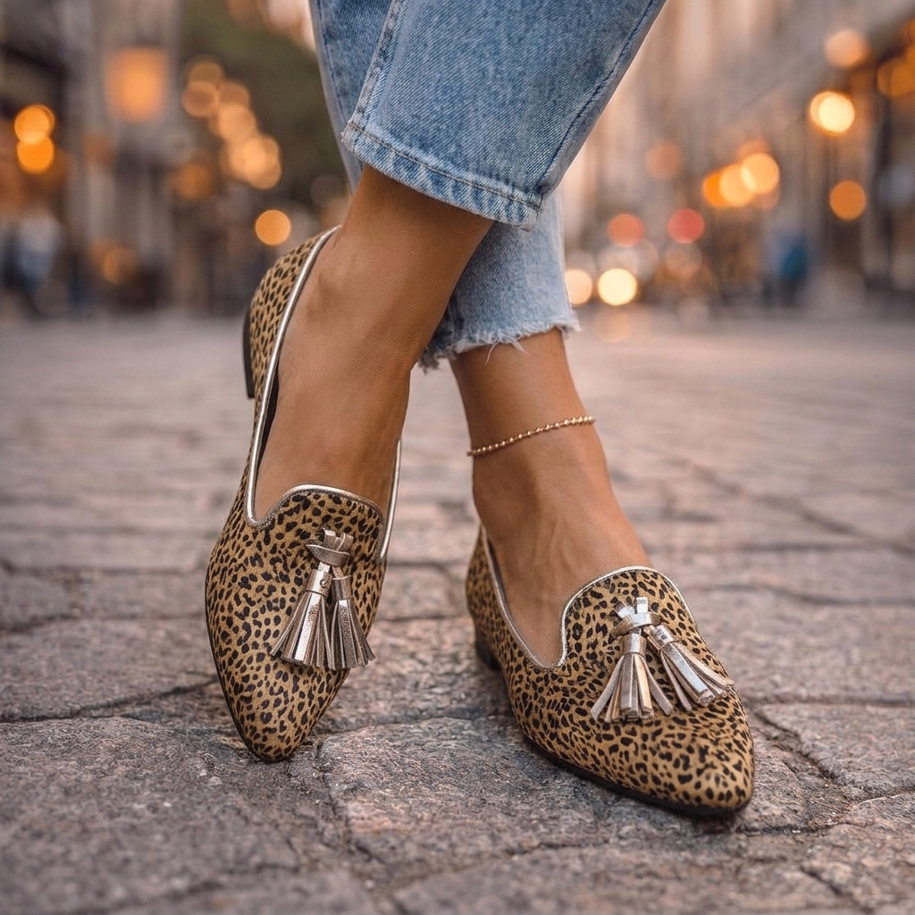 Dianna™ | Loafers with Tassels and Animal Print