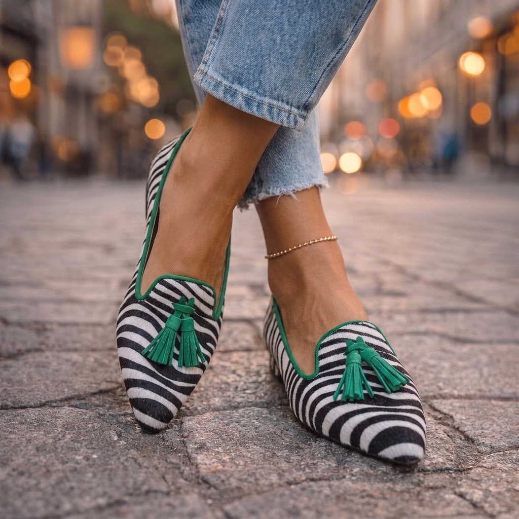 Dianna™ | Loafers with Tassels and Animal Print