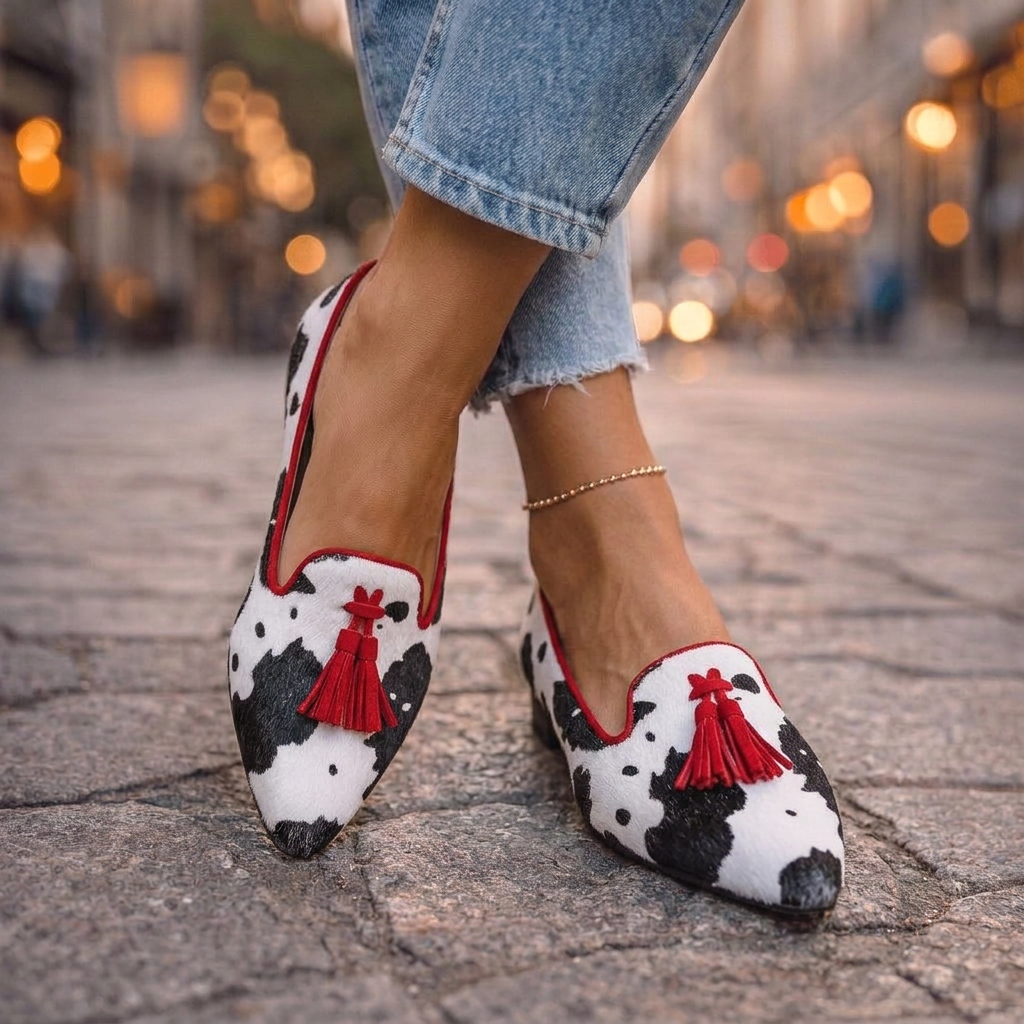 Dianna™ | Loafers with Tassels and Animal Print