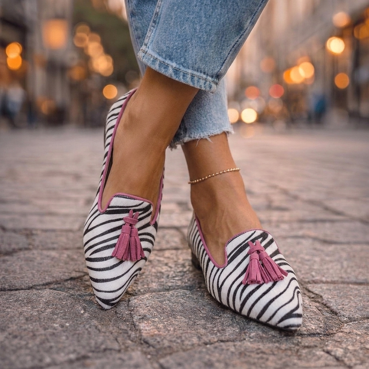 Dianna™ | Loafers with Tassels and Animal Print