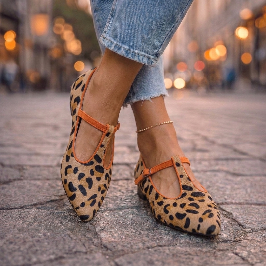 Prudence™ | Leopard Pointed Shoes with Buckle
