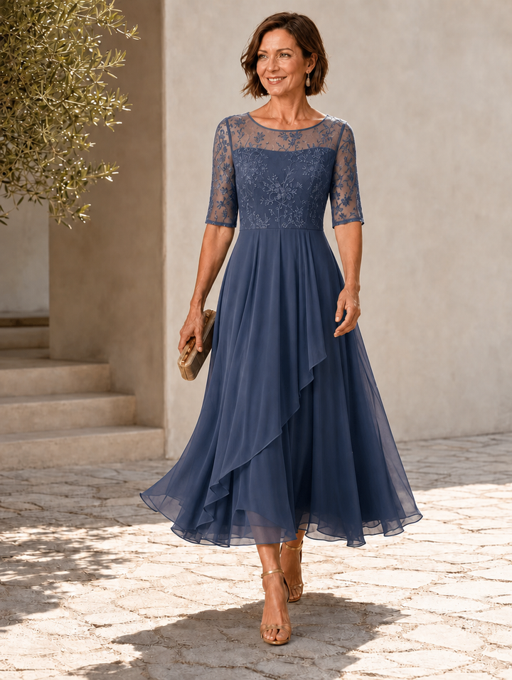 Rosa™ | Midi dress with layered skirt