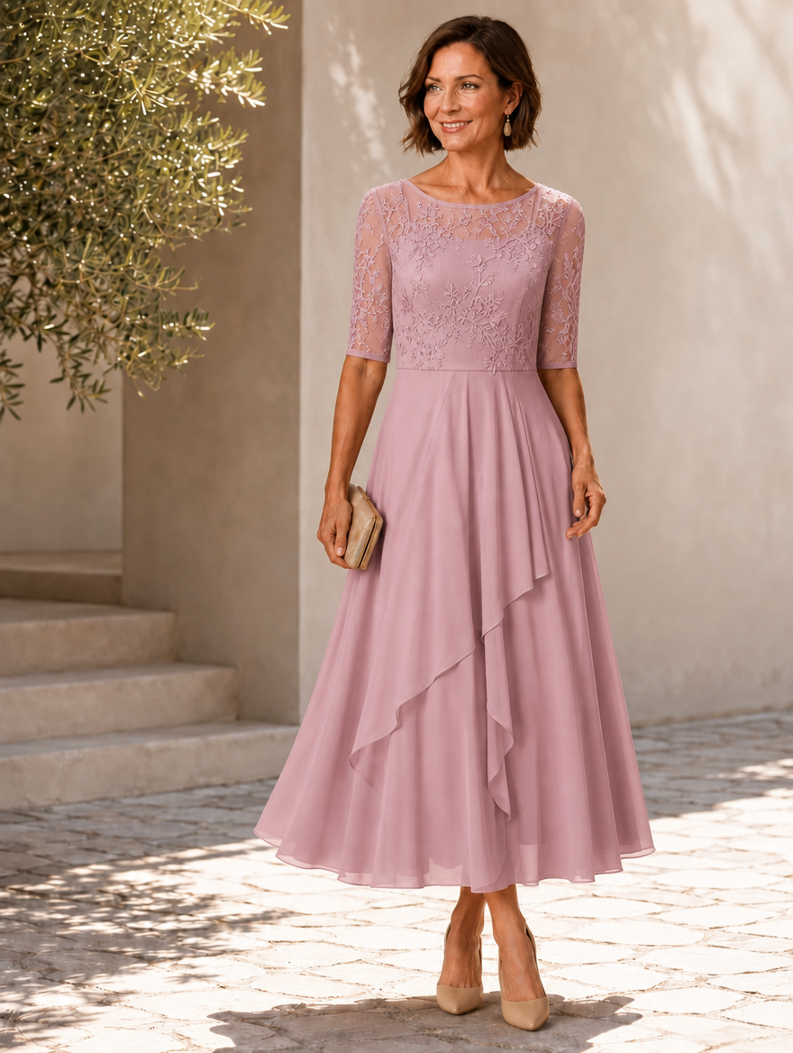 Rosa™ | Midi dress with layered skirt