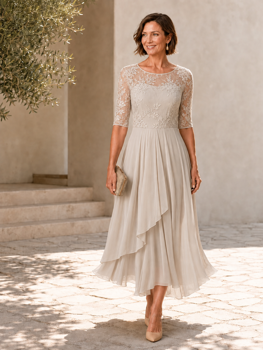 Rosa™ | Midi dress with layered skirt
