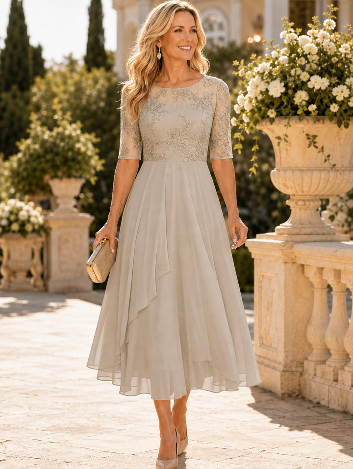 Rosa™ | Midi dress with layered skirt