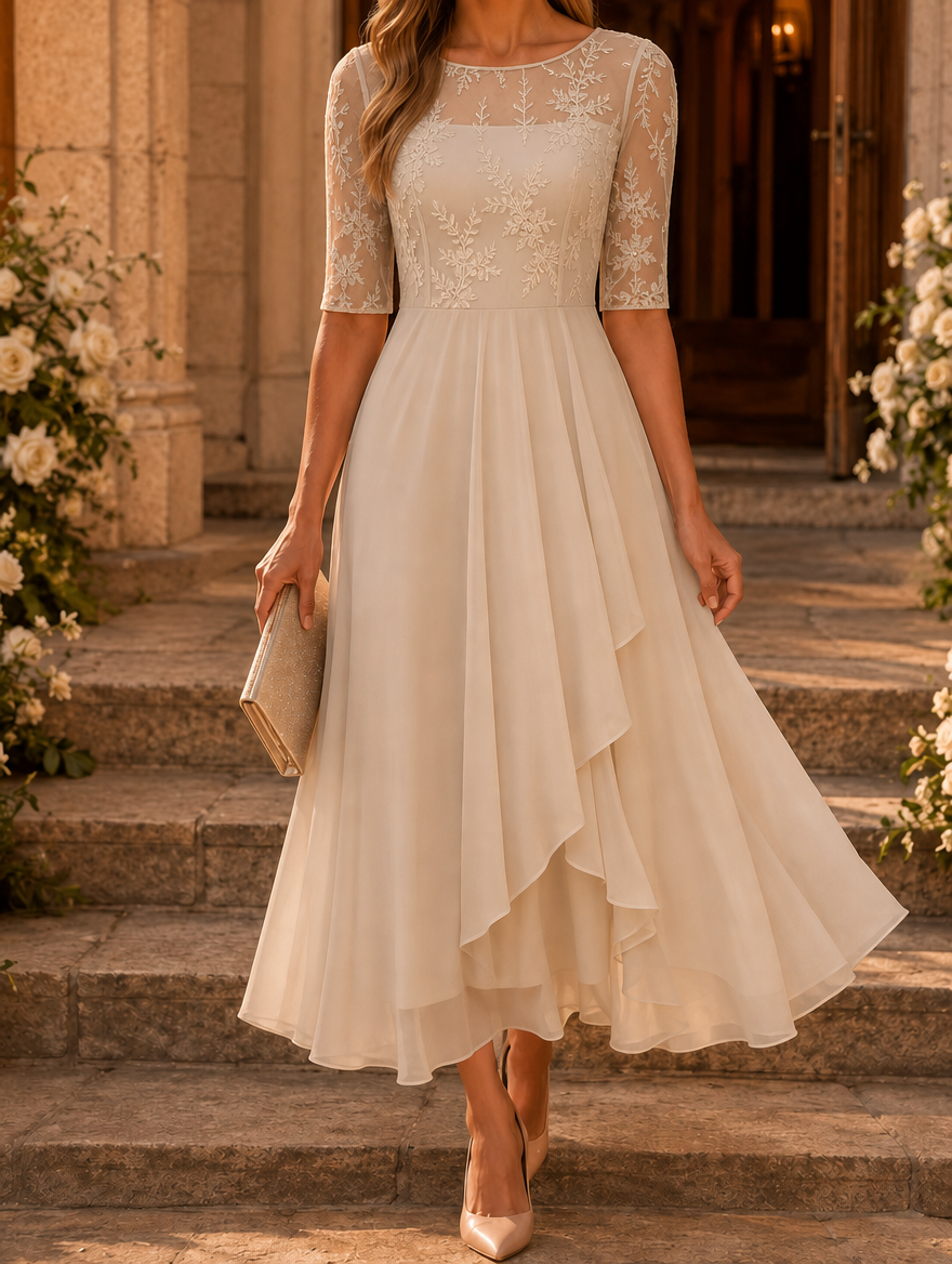 Rosa™ | Midi dress with layered skirt