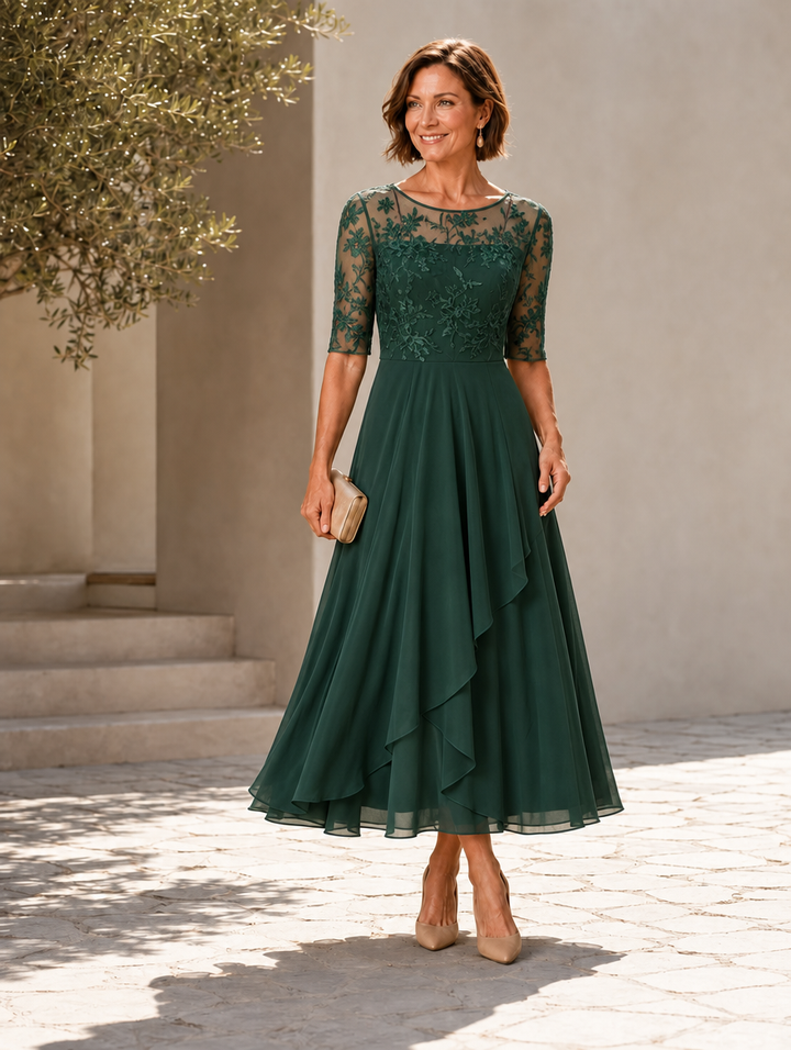 Rosa™ | Midi dress with layered skirt