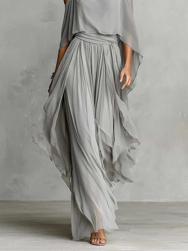 Isabela™ | Gray Fluid Set with Spaghetti Strap Top and Lightweight Pants
