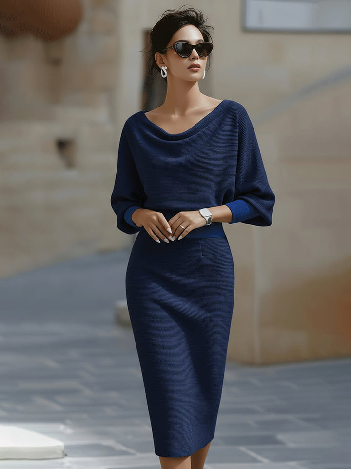 Lydia™ | Draped batwing-sleeve midi dress