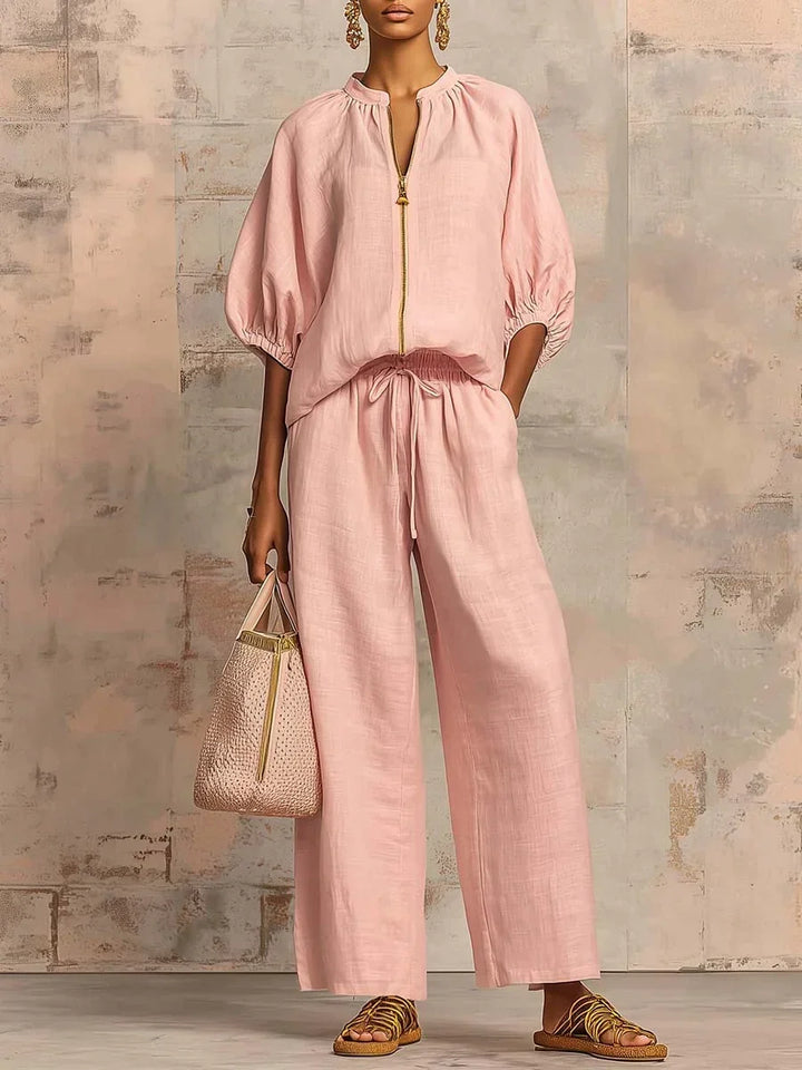 Amélie™ | Effortless Linen Zip Two-Piece Set