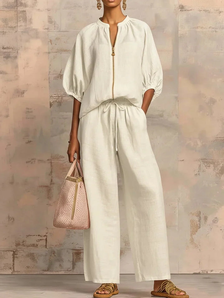 Amélie™ | Effortless Linen Zip Two-Piece Set