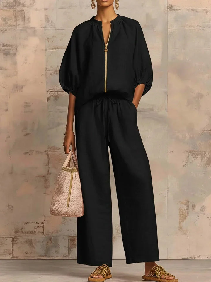 Amélie™ | Effortless Linen Zip Two-Piece Set