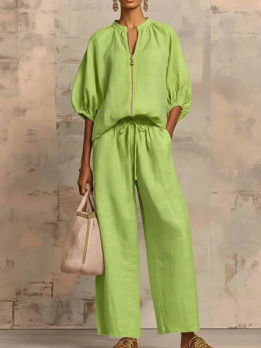 Amélie™ | Effortless Linen Zip Two-Piece Set