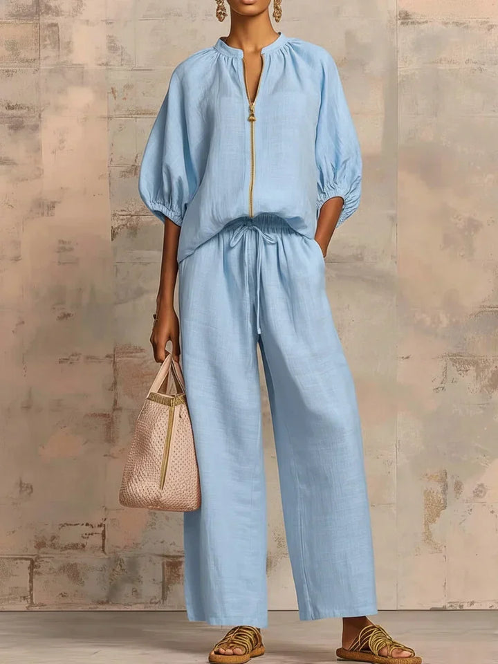 Amélie™ | Effortless Linen Zip Two-Piece Set