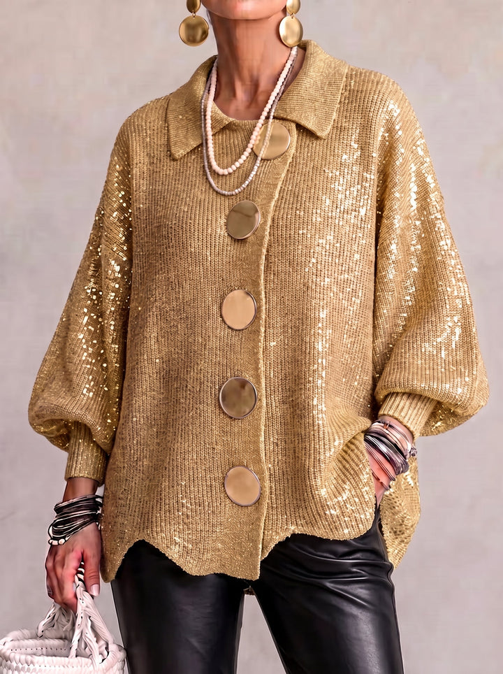 Maren™ Gold-Button Knit Cardigan