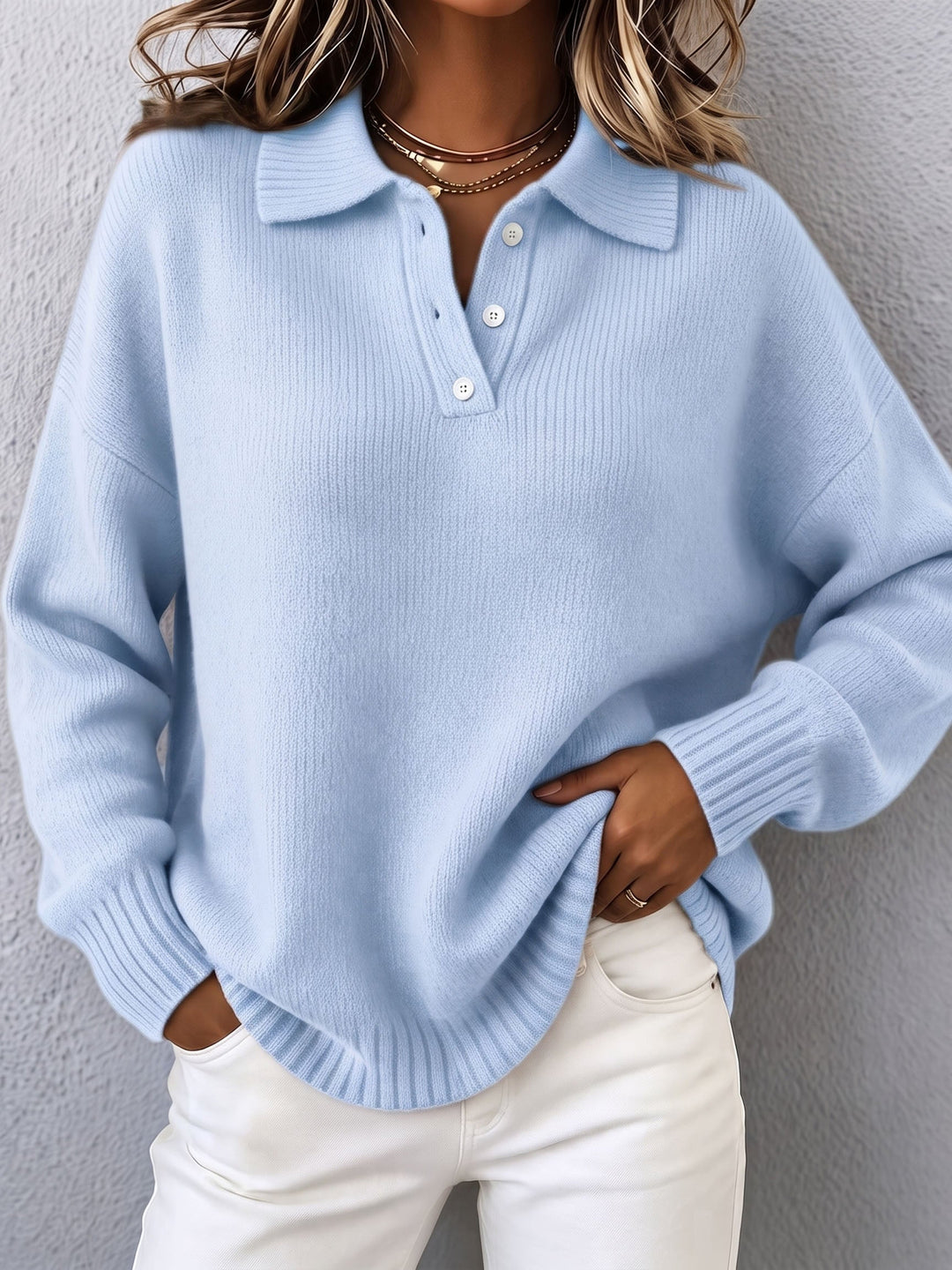 Flavia™ Chic Polo Knit Sweater
