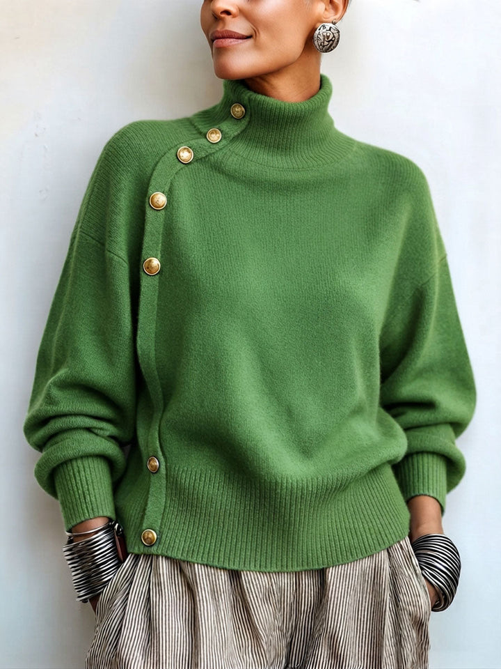 Adele™ Gold-Button Turtleneck
