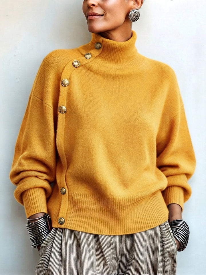 Adele™ Gold-Button Turtleneck