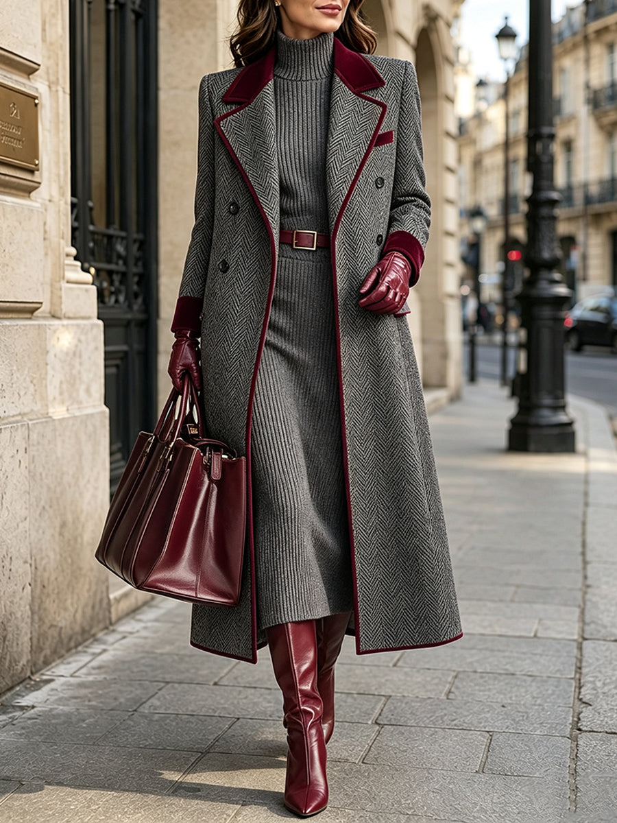Beatrix™ Herringbone Wool-Blend Long Coat
