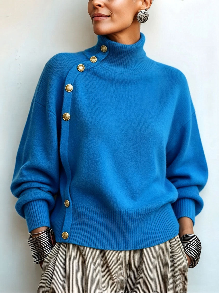 Adele™ Gold-Button Turtleneck