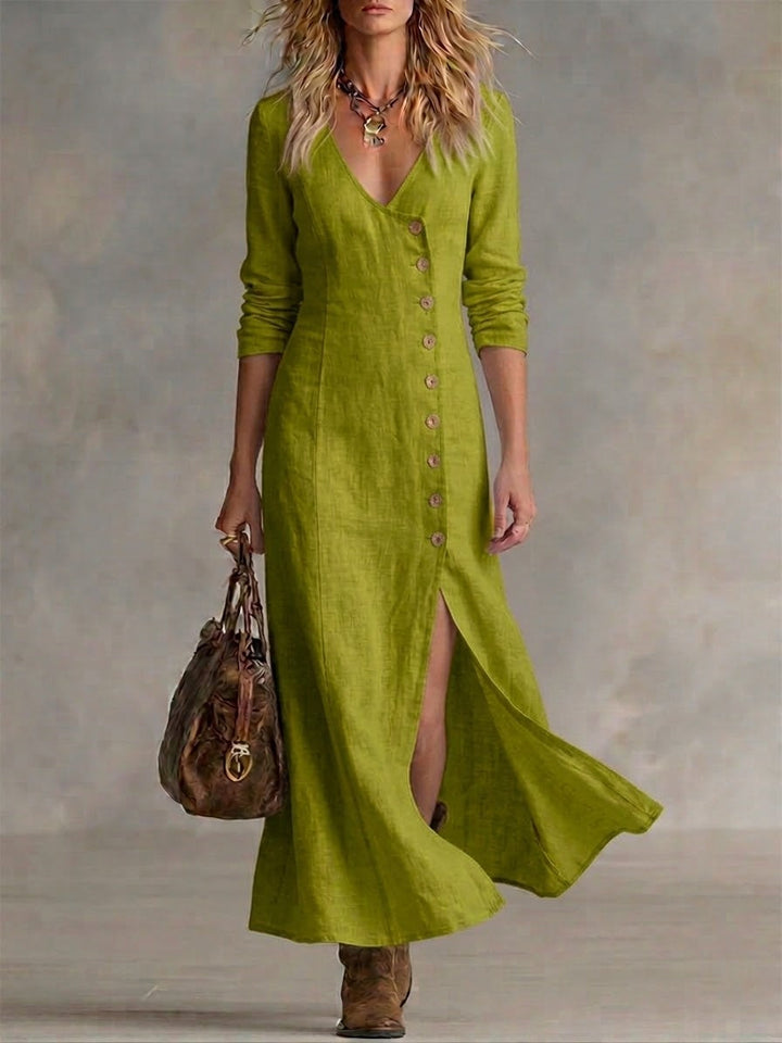Doris Button-Front Maxi Dress