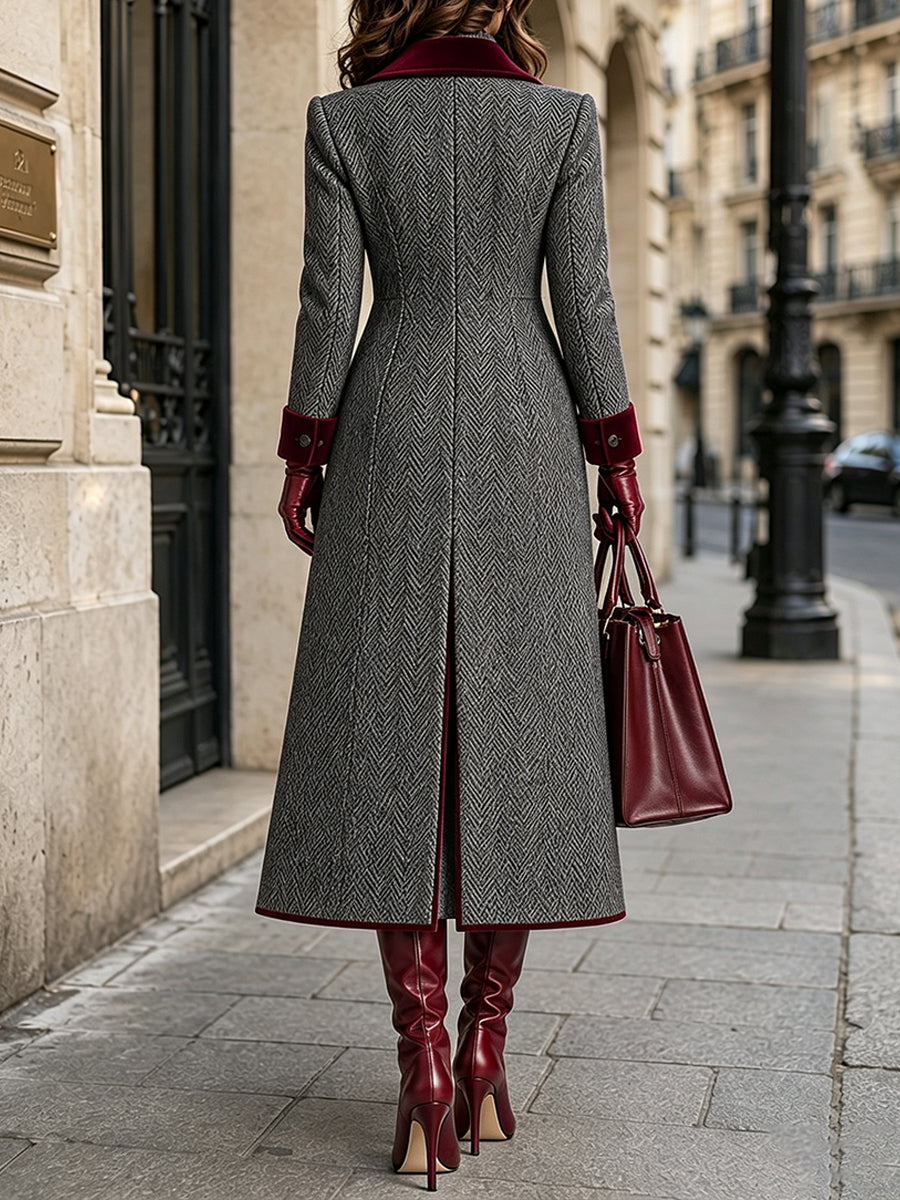 Beatrix™ Herringbone Wool-Blend Long Coat