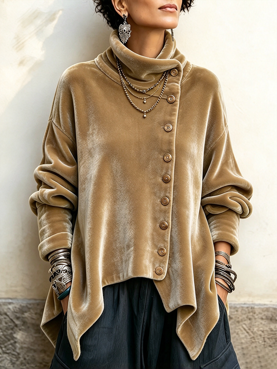 Lotte™ Asymmetric Turtleneck Top