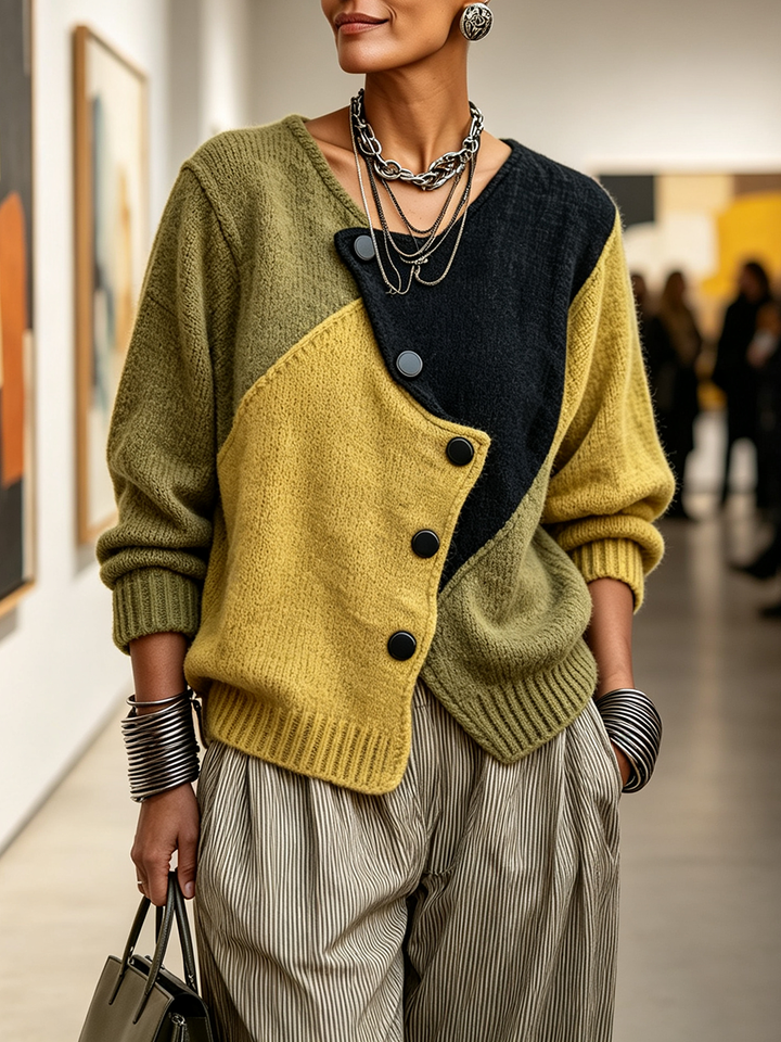 Cato™ Asymmetric Color-Block Sweater
