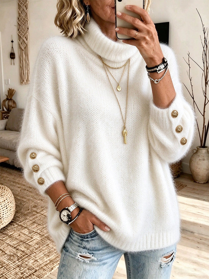 Celestine™ Button-Accent Turtleneck Pullover