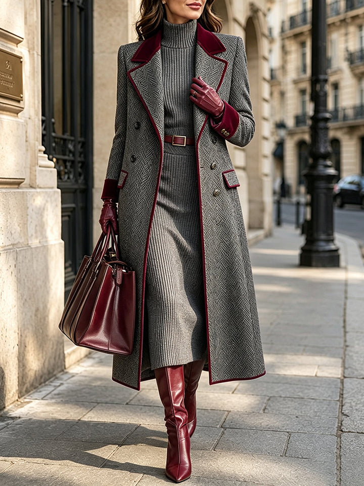 Beatrix™ Herringbone Wool-Blend Long Coat