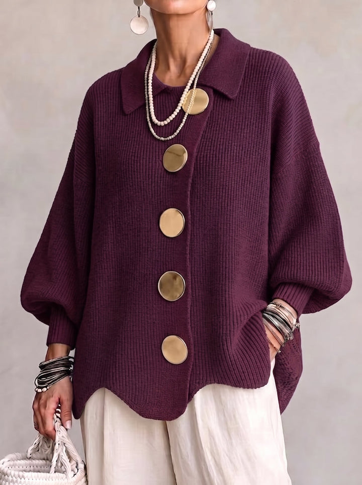 Maren™ Gold-Button Knit Cardigan