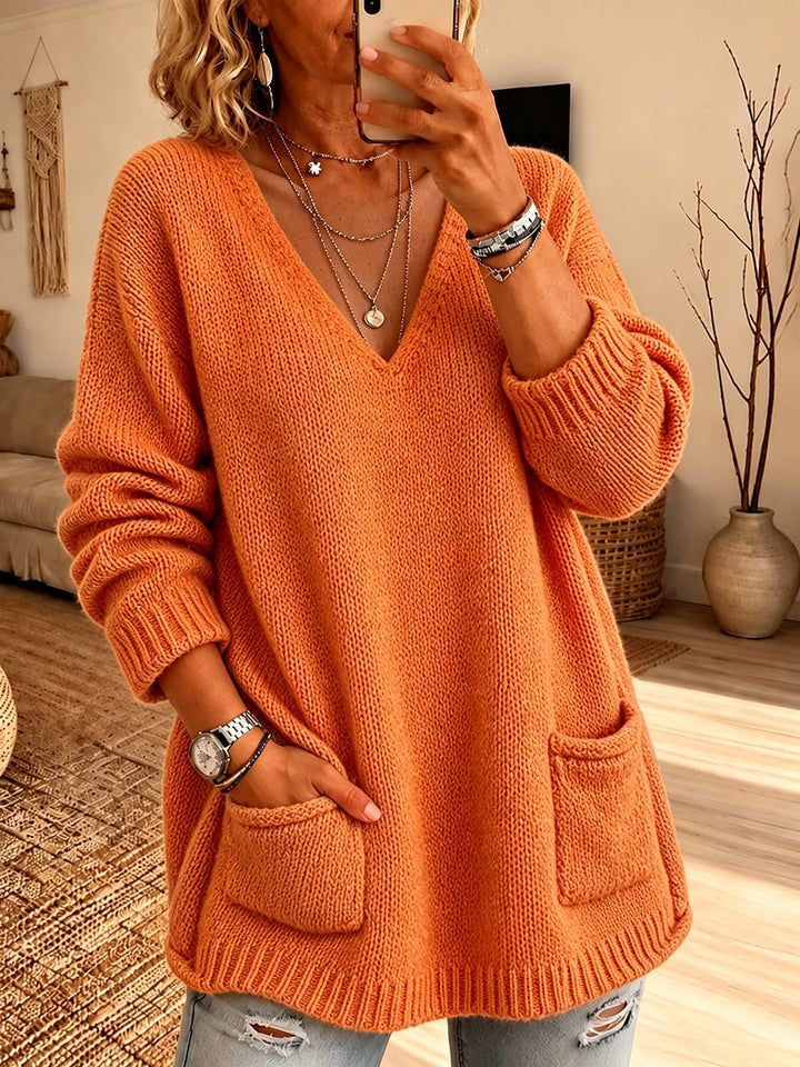Fenna™ V-Neck Pocket Knit Sweater