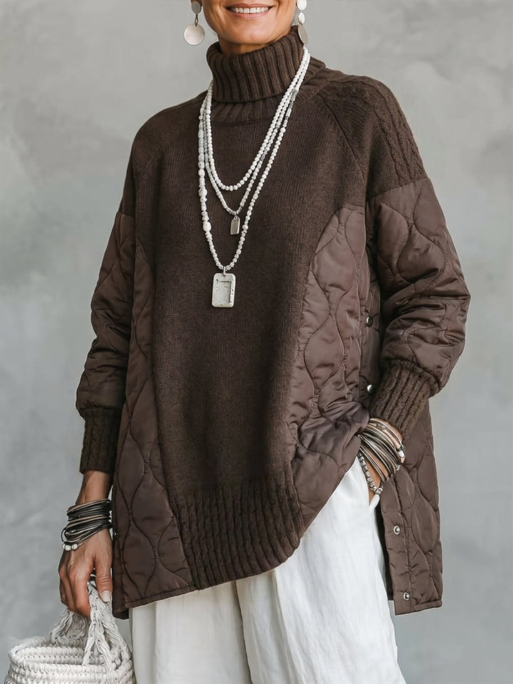 Sadie™ Quilted-Panel Turtleneck Pullover