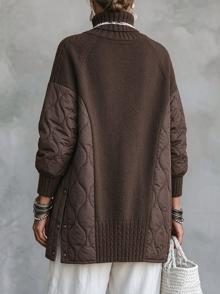 Sadie™ Quilted-Panel Turtleneck Pullover
