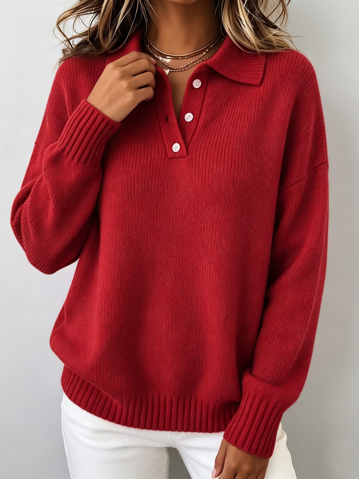 Flavia™ Chic Polo Knit Sweater
