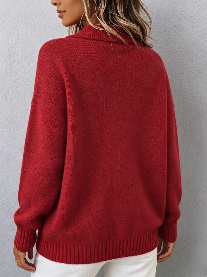 Flavia™ Chic Polo Knit Sweater