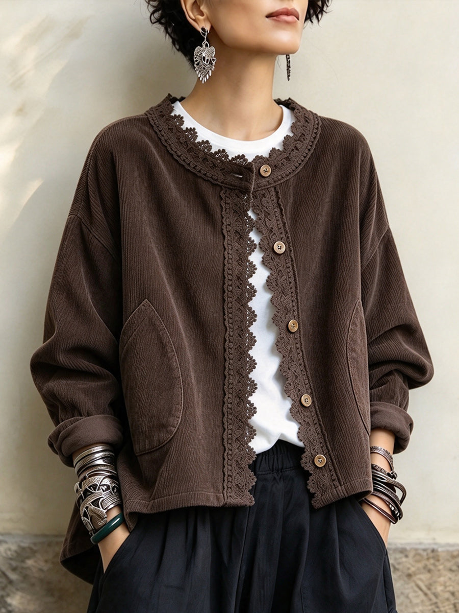 Maeve™ Lace-Trim Corduroy Jacket