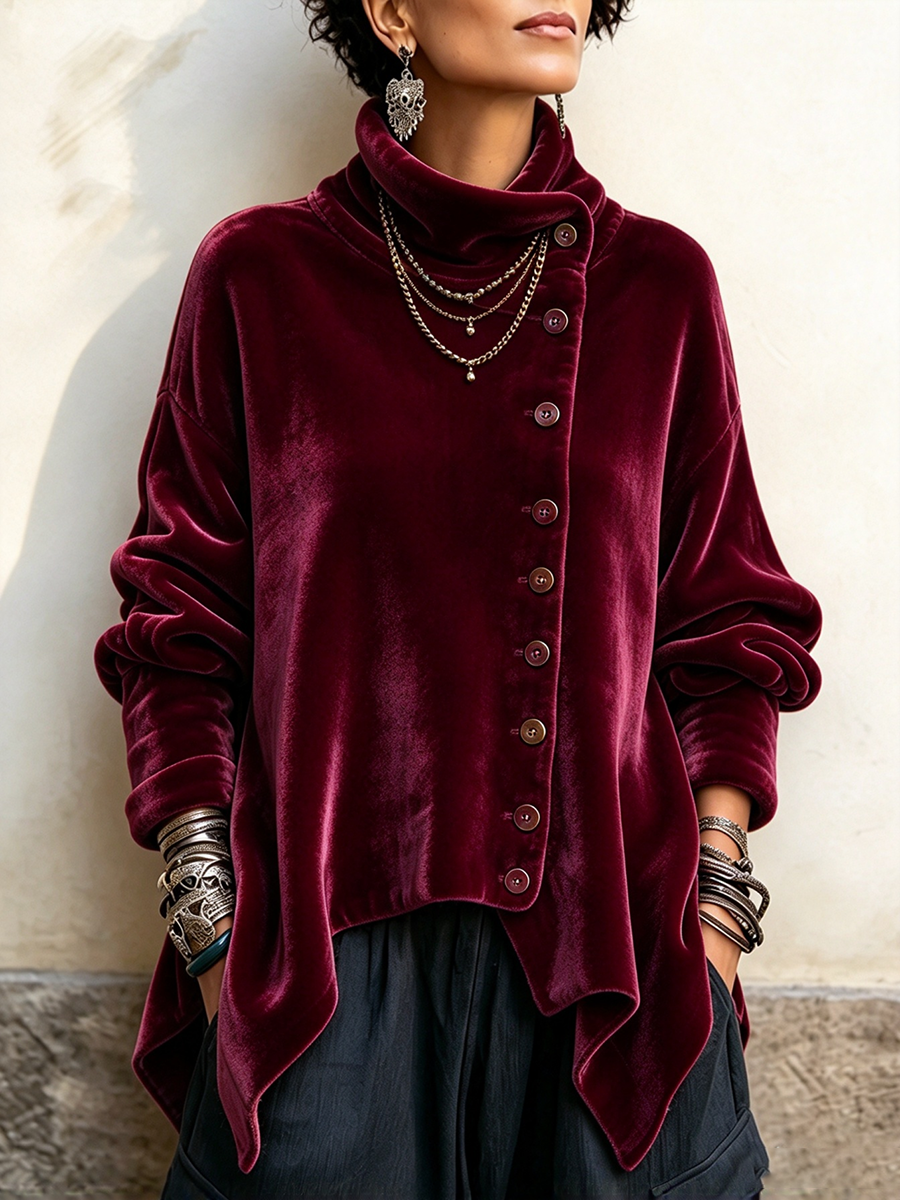 Lotte™ Asymmetric Turtleneck Top