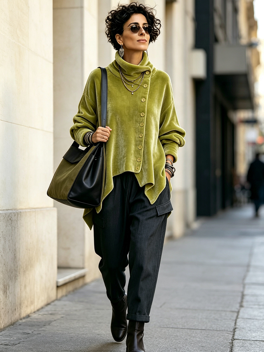 Lotte™ Asymmetric Turtleneck Top