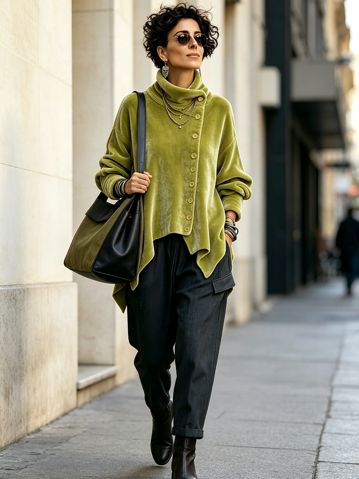 Lotte™ Asymmetric Turtleneck Top