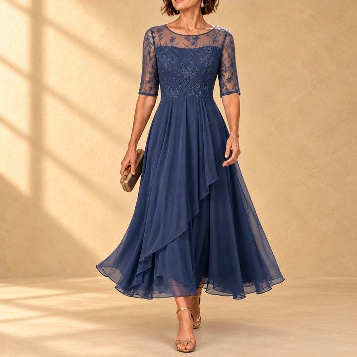 Rosa™ | Midi dress with layered skirt