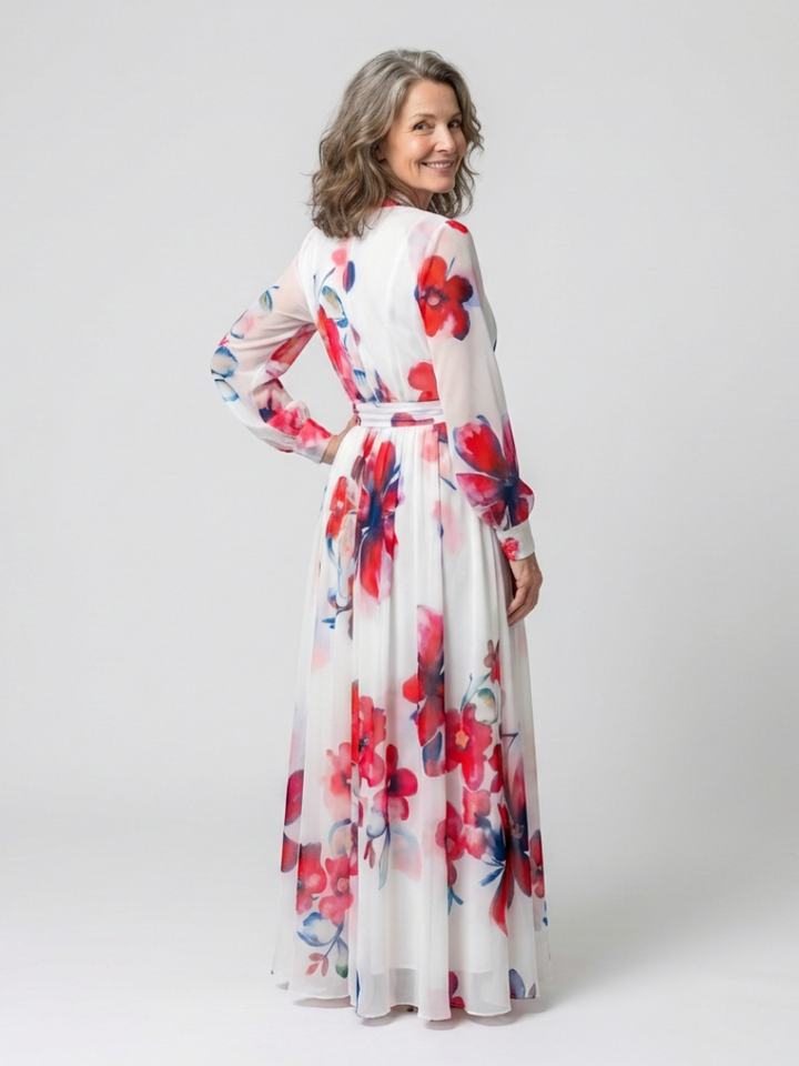 Lillian™ | Floral Long Sleeve Wrap Maxi Dress