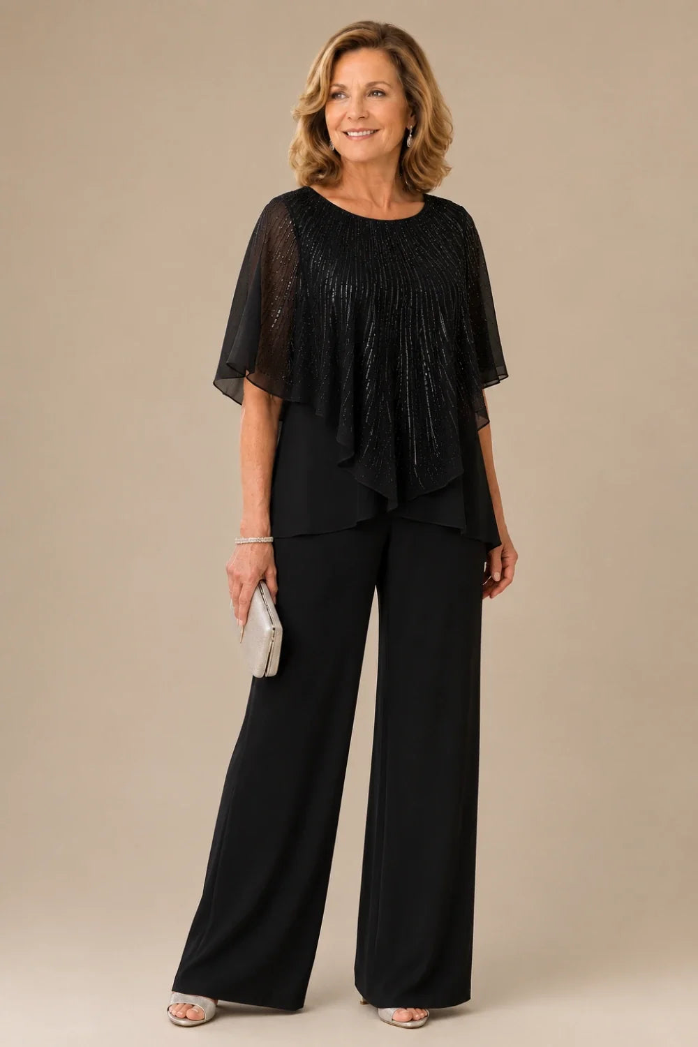 Celeste™ Sequin Capelet Pant Suit