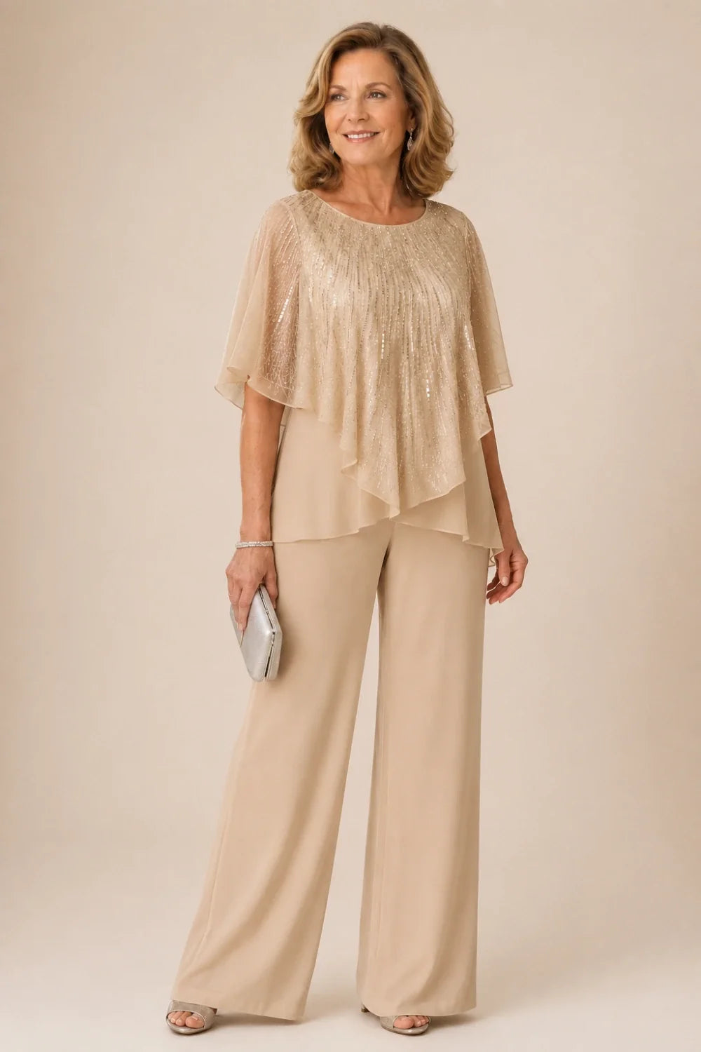 Celeste™ Sequin Capelet Pant Suit