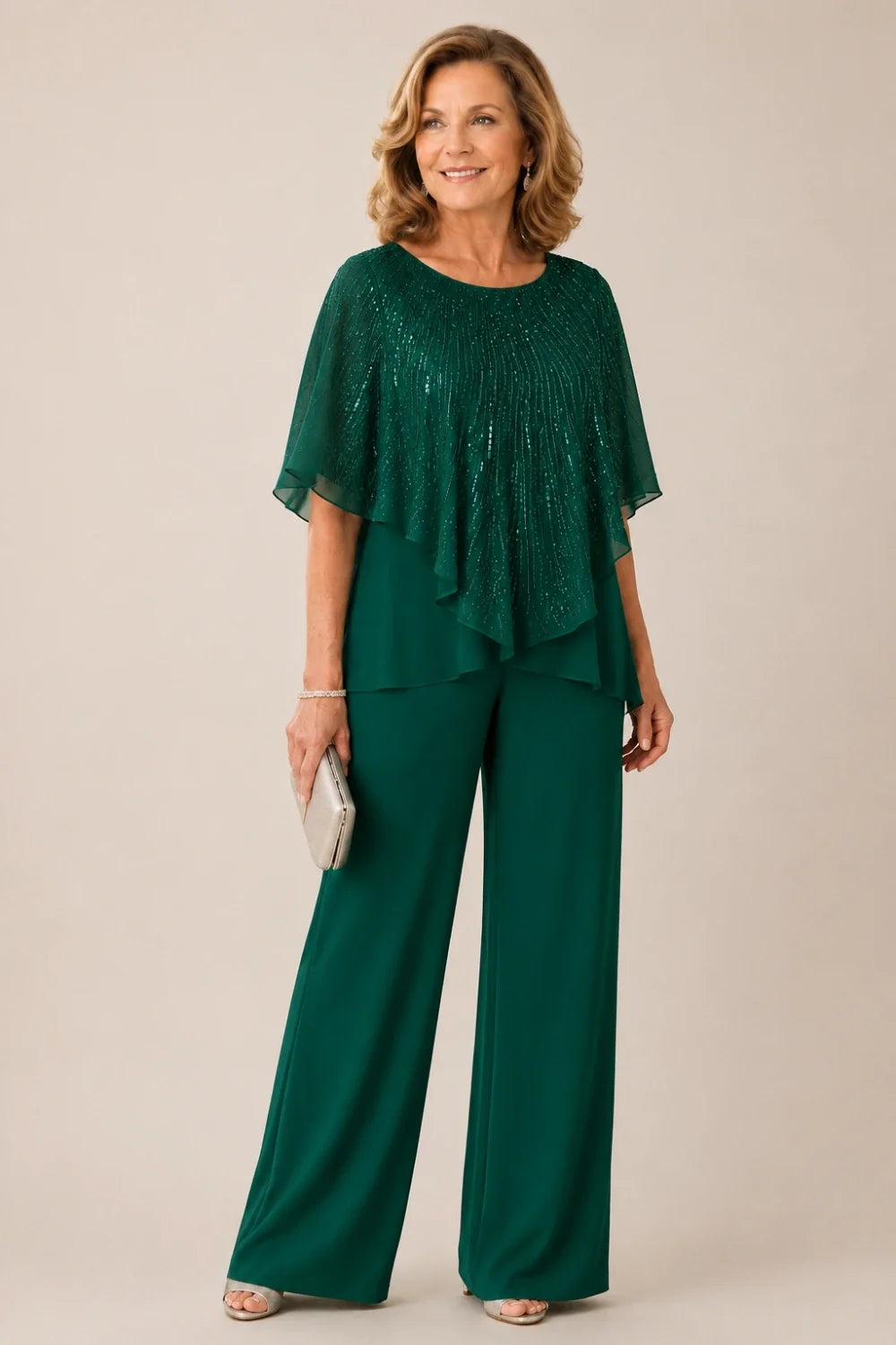 Celeste™ Sequin Capelet Pant Suit
