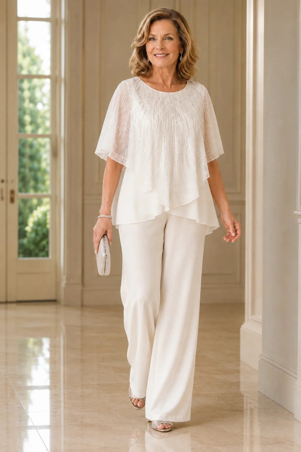 Celeste™ Sequin Capelet Pant Suit