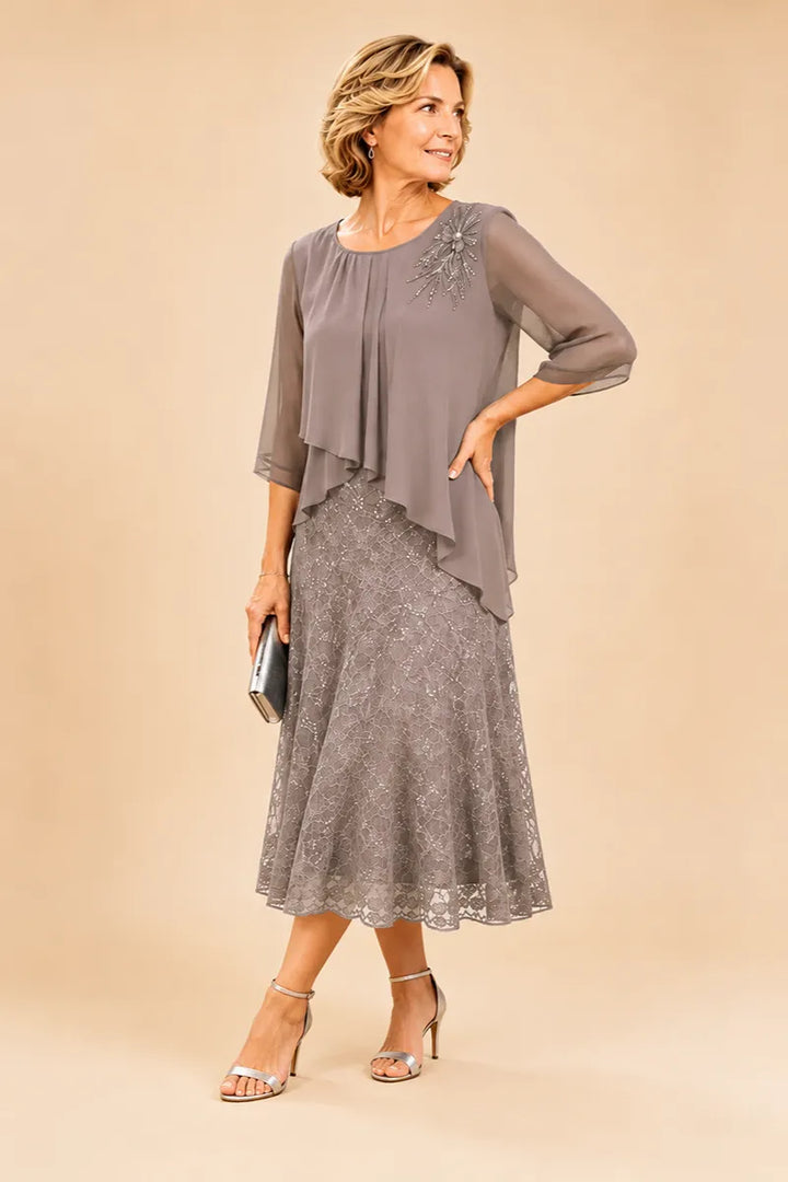 Cecilia™ Elegant Lace Overlay Evening Dress