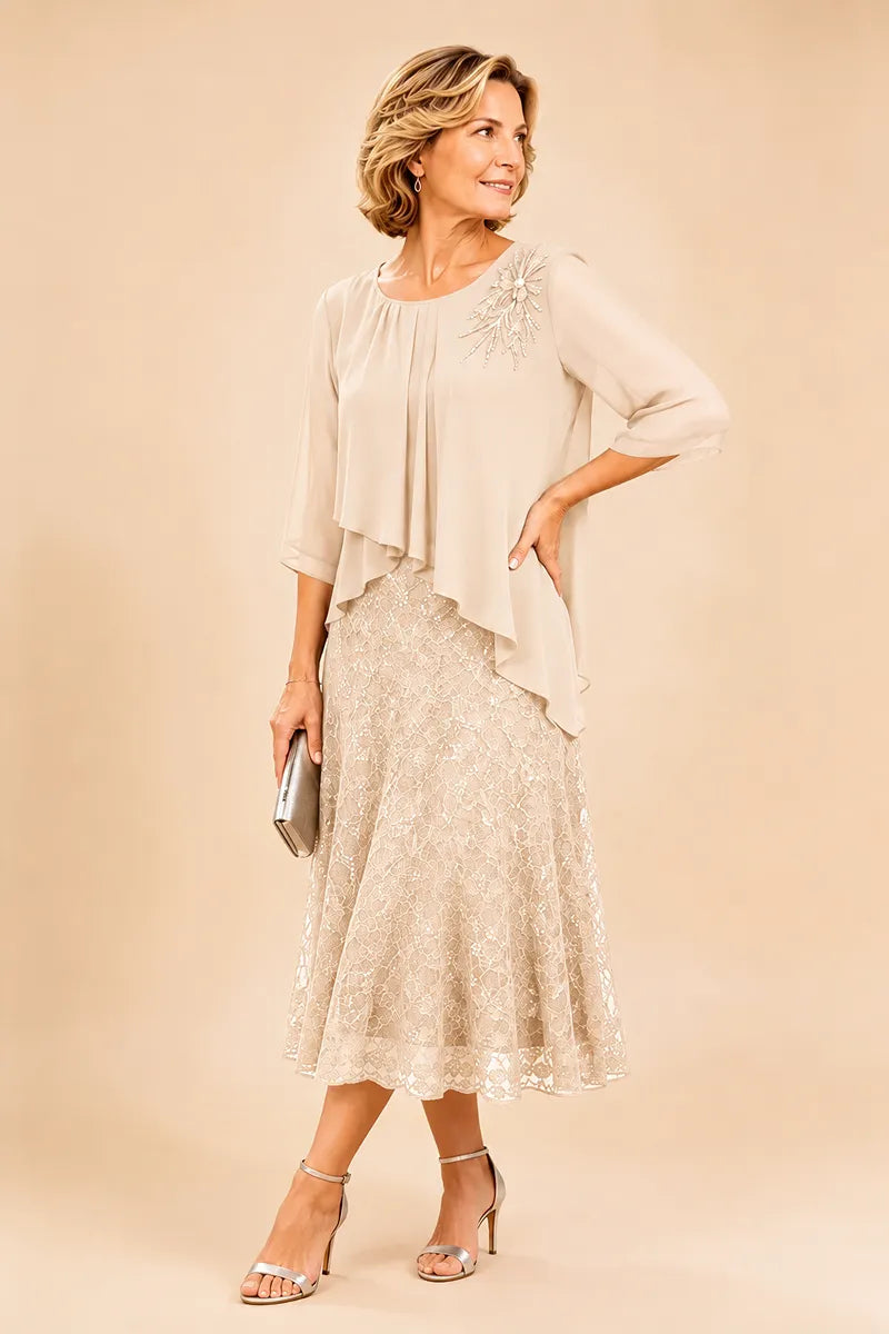 Cecilia™ Elegant Lace Overlay Evening Dress