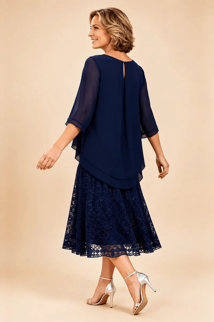 Cecilia™ Elegant Lace Overlay Evening Dress