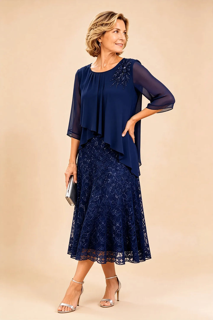 Cecilia™ Elegant Lace Overlay Evening Dress